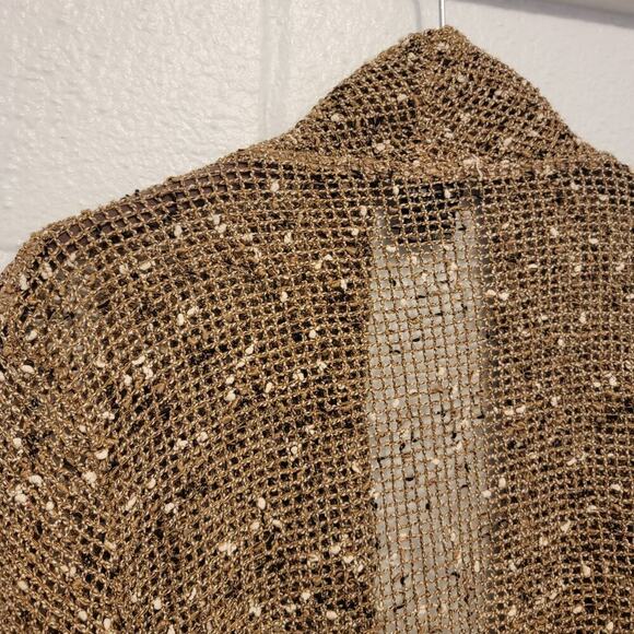 Katie Todd Lagenlook Fishnet Jacket Cardigan Open Front Earthtone Medium 389 - Picture 9 of 11